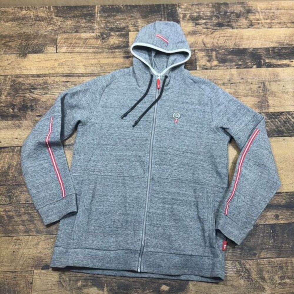 Tirol Austrian‎ Gray Full Zip Hoodie Mountain Logo Athletic Sweatshirt XL READ